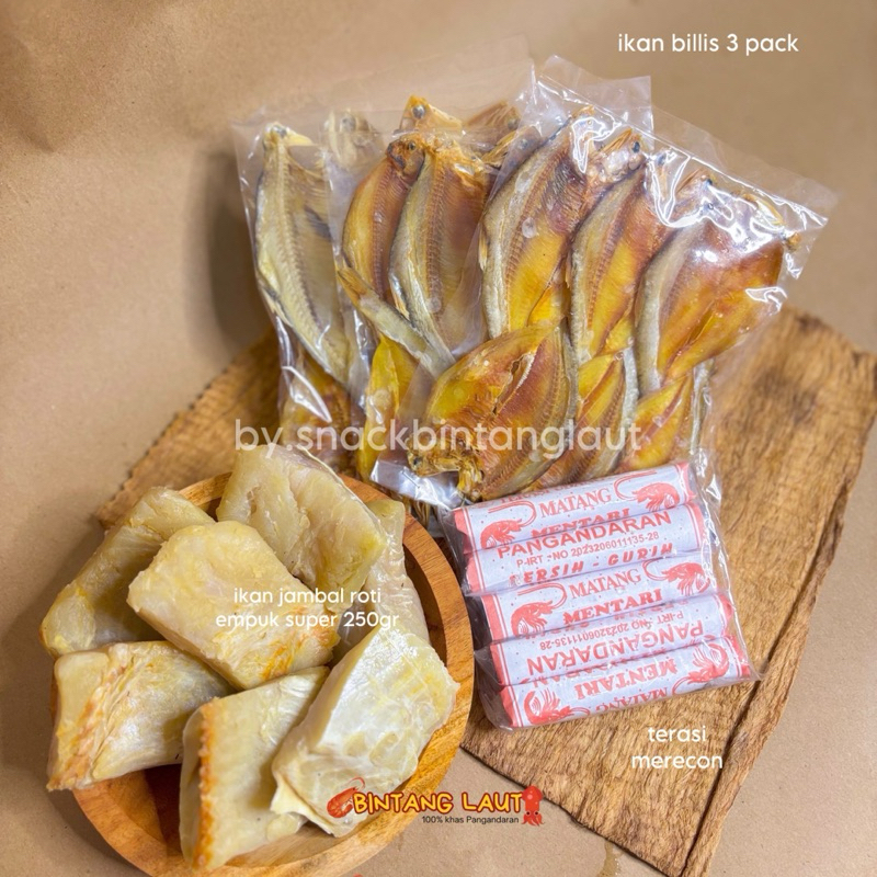 

PAKET IKAN ASIN JAMBAL ROTI MANYUNG EMPUK 250gr + IKAN BILLIS 2 + TERASI MERCON ISI 5