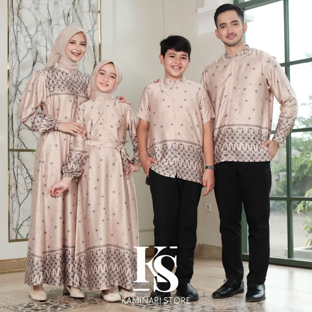 Sarimbit Keluarga Lebaran Terbaru Gamis Pesta Koko Dewasa Baju Couple Dress Pesta Bahan Silk