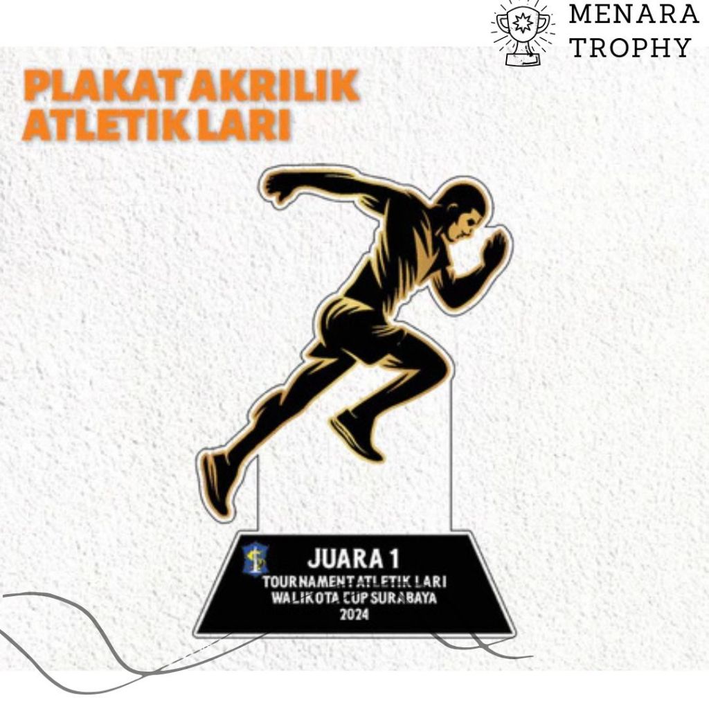 Piala Lomba Lari Piala Lomba Atletik Plakat Lari Plakat Lomba Lari Akrilik Custom