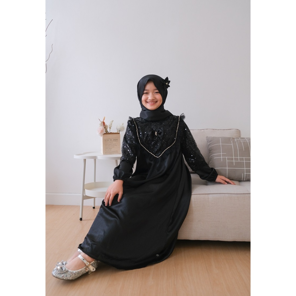Princessa Flami Shimmer Black Muslim Dress G1230