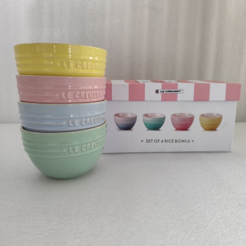 original le creuset stoneware rice bowl mangkok nasi set of 4 sorbet collection