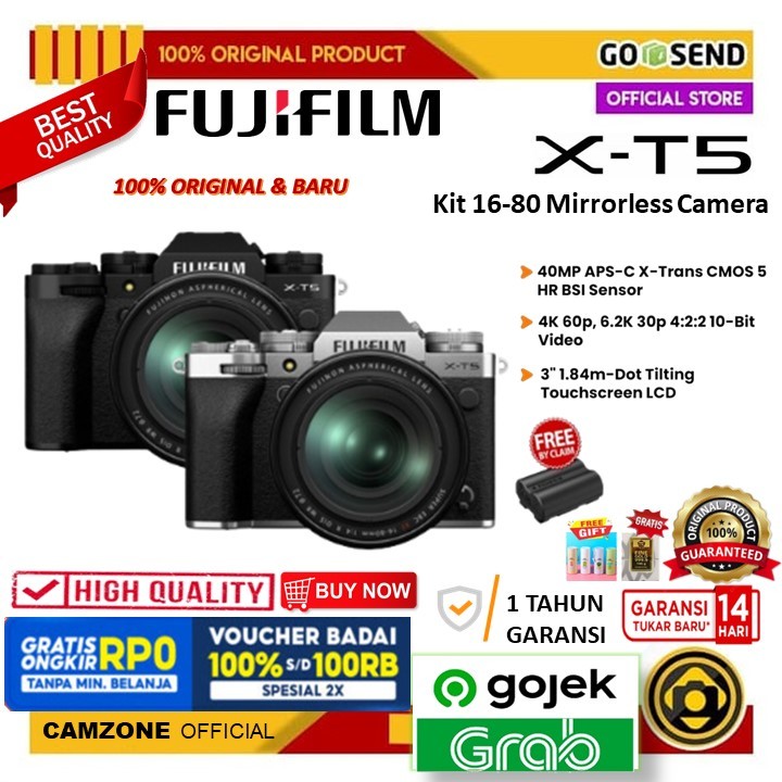 Fujifilm XT5 kit 16-80mm Fuji X-T5 XT 5 kit 16-80 Mirrorless Camera - Black