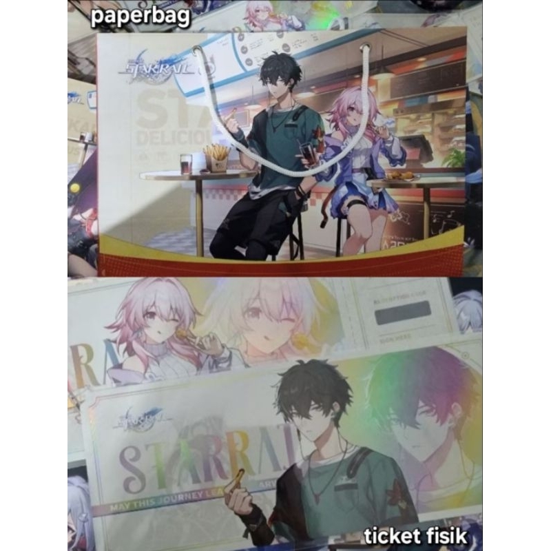 Ticket Hologram / Paperbag DanHeng + March7th  OFFICIAL - NO KODE - HonkaiStarRail - Star Rail - HSR