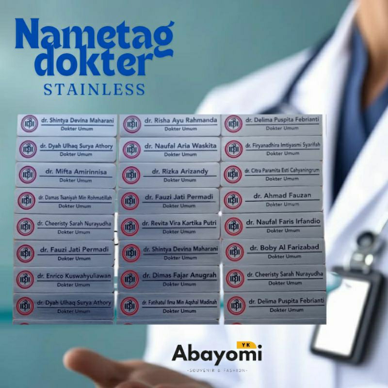 Name tag papan nama dada dokter IDI stainless