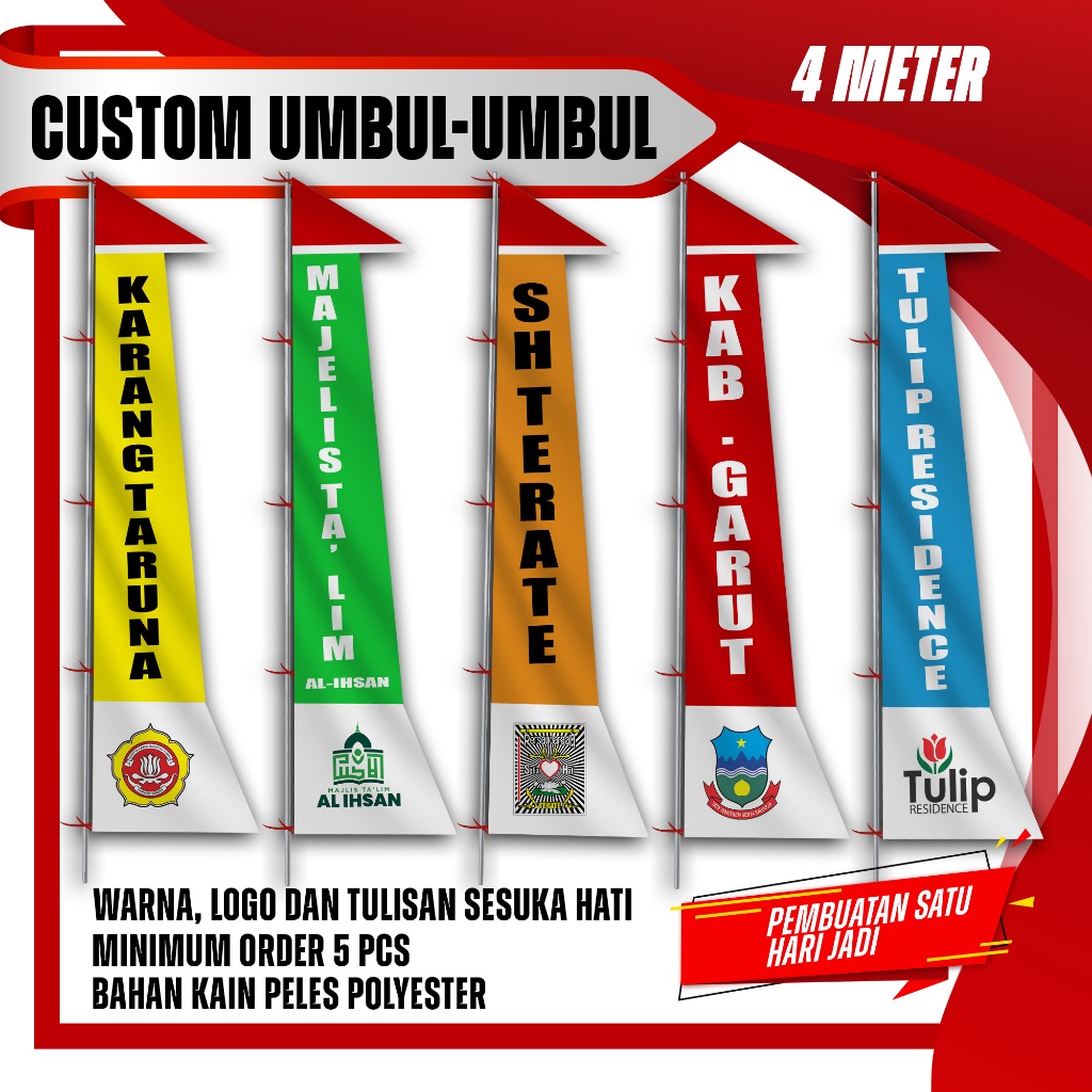 Pembuatan Umbul-Umbul Custom 4 Meter