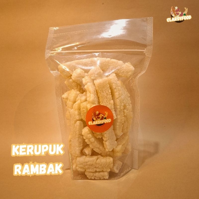 

CEMILAN KERUPUK RAMBAK PANJANG RENYAH 100GR CLARSYFOOD