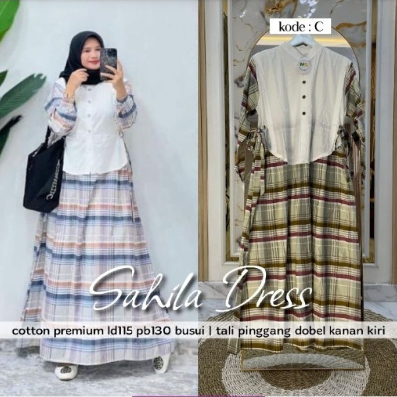KODE A// Lucinta Dress| Sahila Dress | Dress Wanita Kekikinian Motif Salur Motif Kotak Dress Busui K