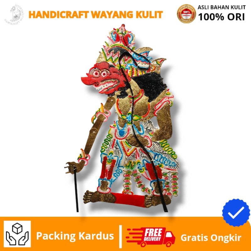 HANDICRAFT WAYANG KULIT | WAYANG KUMBOKARNO -+ 60 CM BAHAN WAYANG KULIT SAPI ASLI STANDAD PEDALANGAN