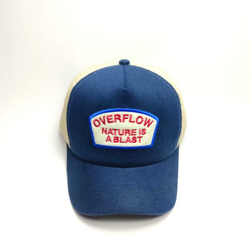 Topi Jaring Trucker Hat Overflow Raffel Denim Short Visor - Topi Lidah Pendek Premium