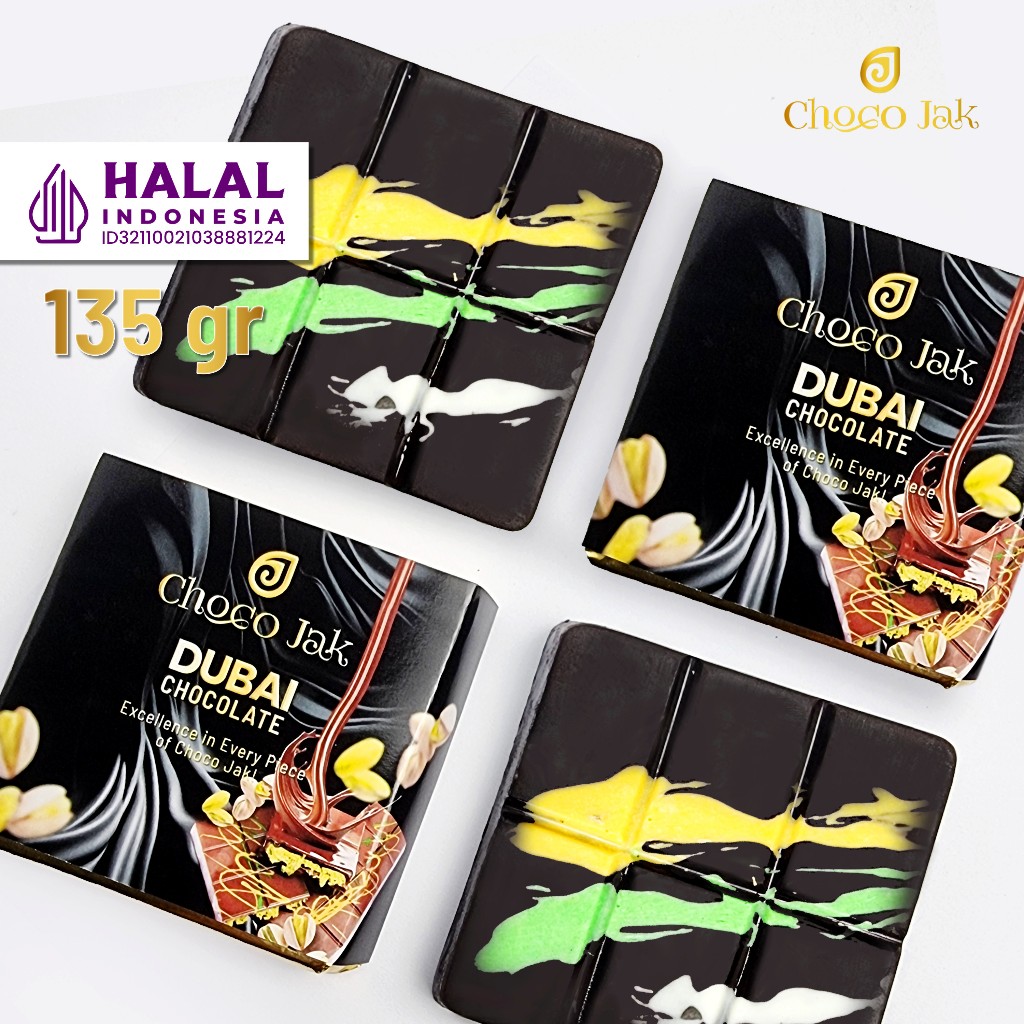 

Choco Jak Coklat Dubai Viral 135 GRAM | Coklat Viral | Kacang Pistachio | Snack Cokelat Crunch