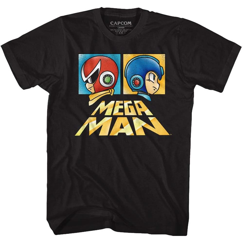 Baju Kaos Anak Mega Man Capcom Video Game Rockman Profiles Black Adult T-Shirt Tee