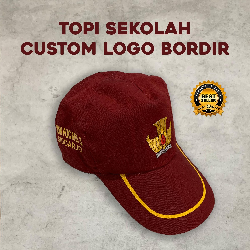 Topi SD Bordir Logo Tut Wuri Handayani Bisa Custom Logo Dan Samping Topi