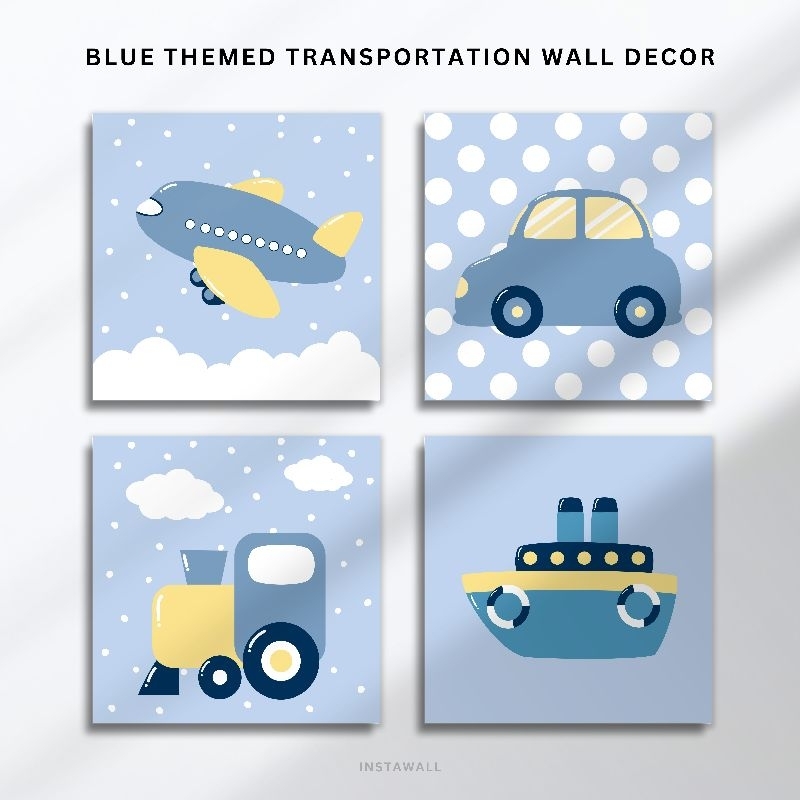 Hiasan dinding kamar anak blue transportasi Dekorasi dinding kamar anak bayi Dekorasi kamar tidur an