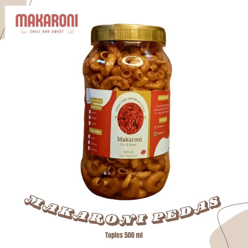 

Makaroni Kering Pedas Asin Toples 500ml Cemilan Gurih