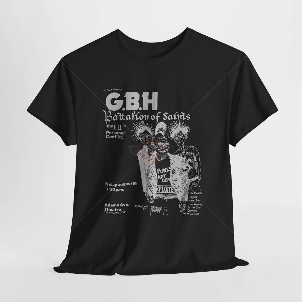 Kaos Vintage 90s GBH Tour in Adam Ave, Theatre - Unisex T-Shirt Band 100% Premium Cotton 24s