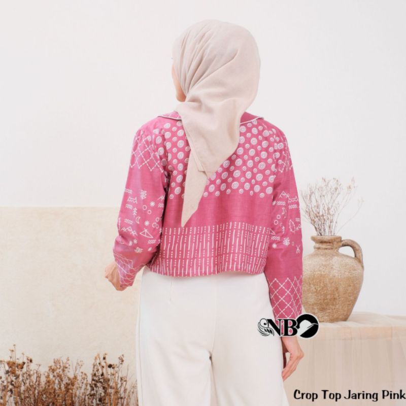 CROP TOP BATIK WANITA KOREAN STYLE MOTIF JARING