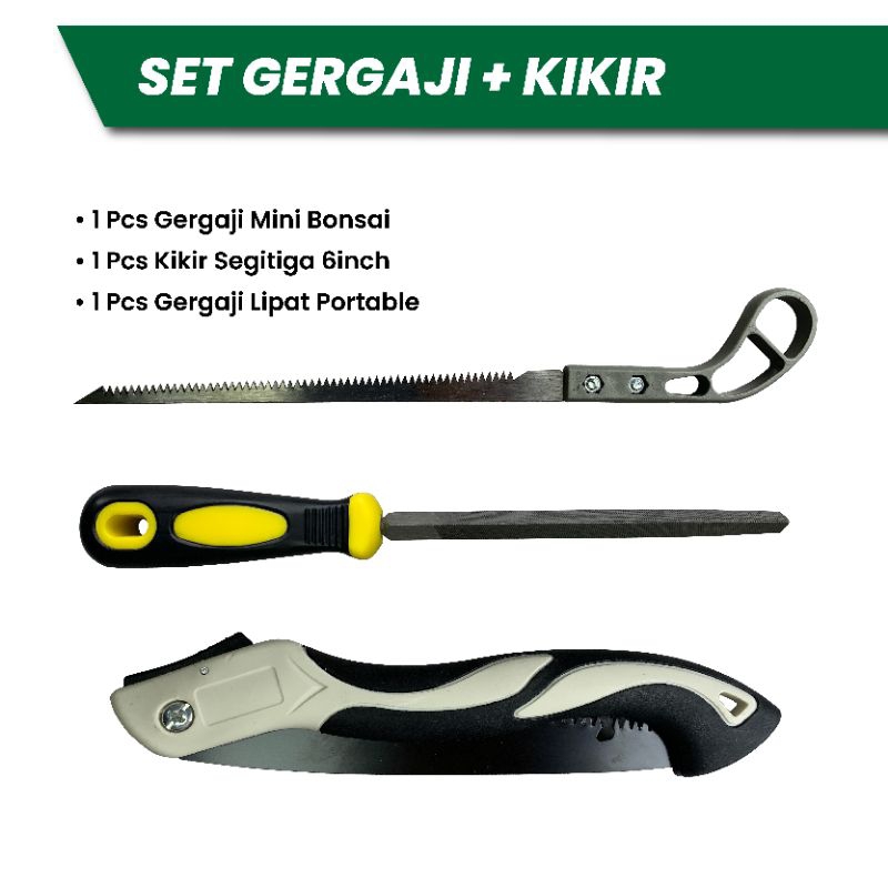 Kikir + Gergaji Lipat + Gergaji Mini Bonsai ( Set 3 Pcs )