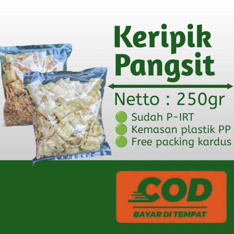 

Keripik Pangsit Asin/Pedas Daun Jeruk Kemasan 250gr.