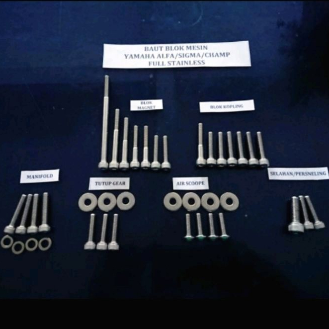 Baut Mesin Yamaha Alfa Sigma Champ Kunci L Stainless 304