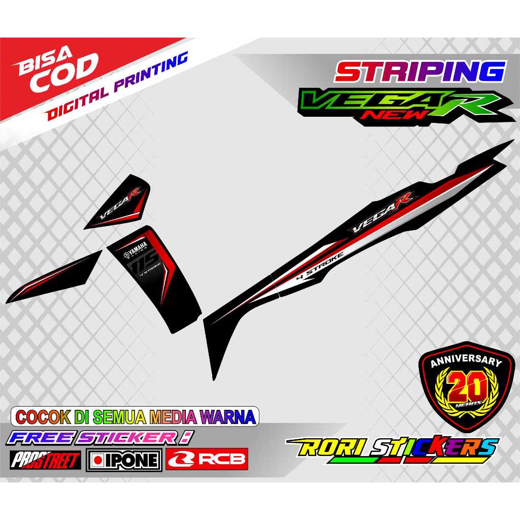 STRIPING VARIASI YAMAHA VEGA R NEW / STICKER LIST VARIASI MOTOR VEGA R NEW