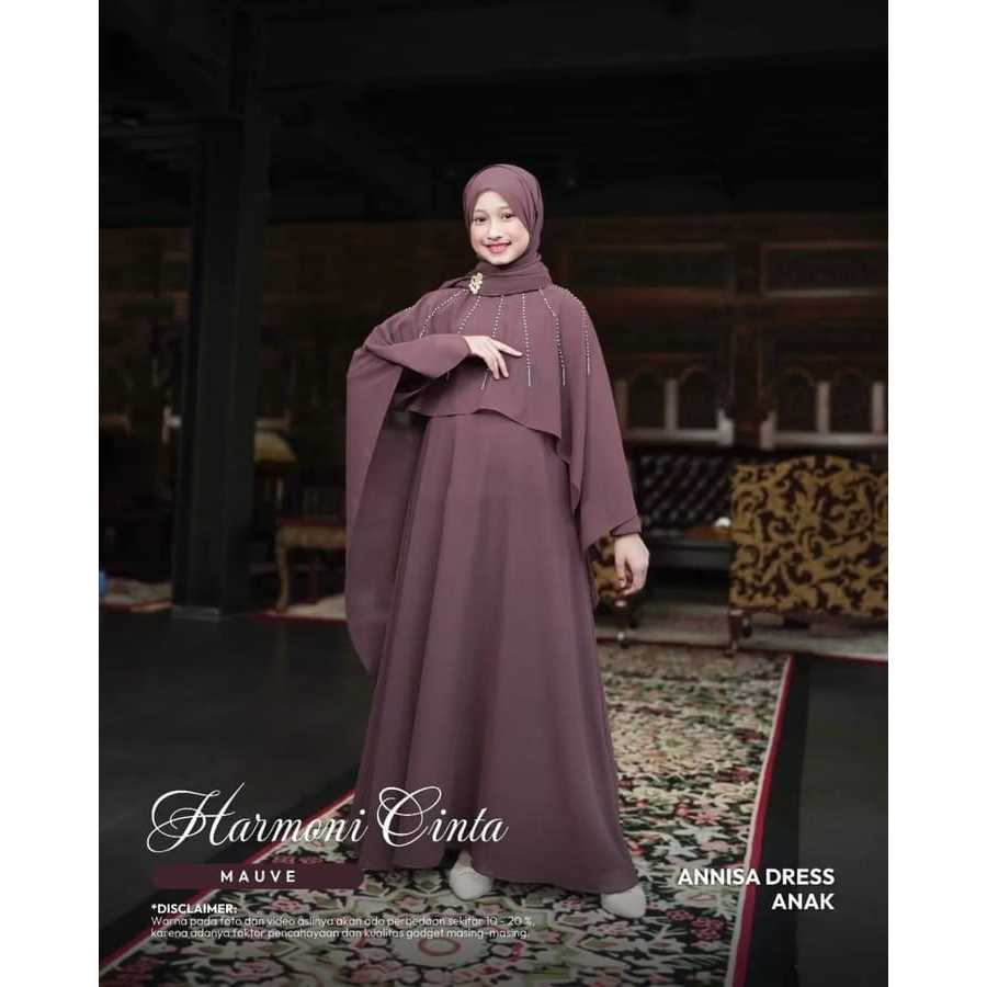 Anisa Dress kids Bahan Ceruty Babydoll Mix Payet Gamis Polos Kekinian