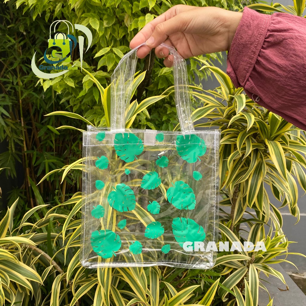 

Tas Full Mika Transparan Motif Daun Monstera