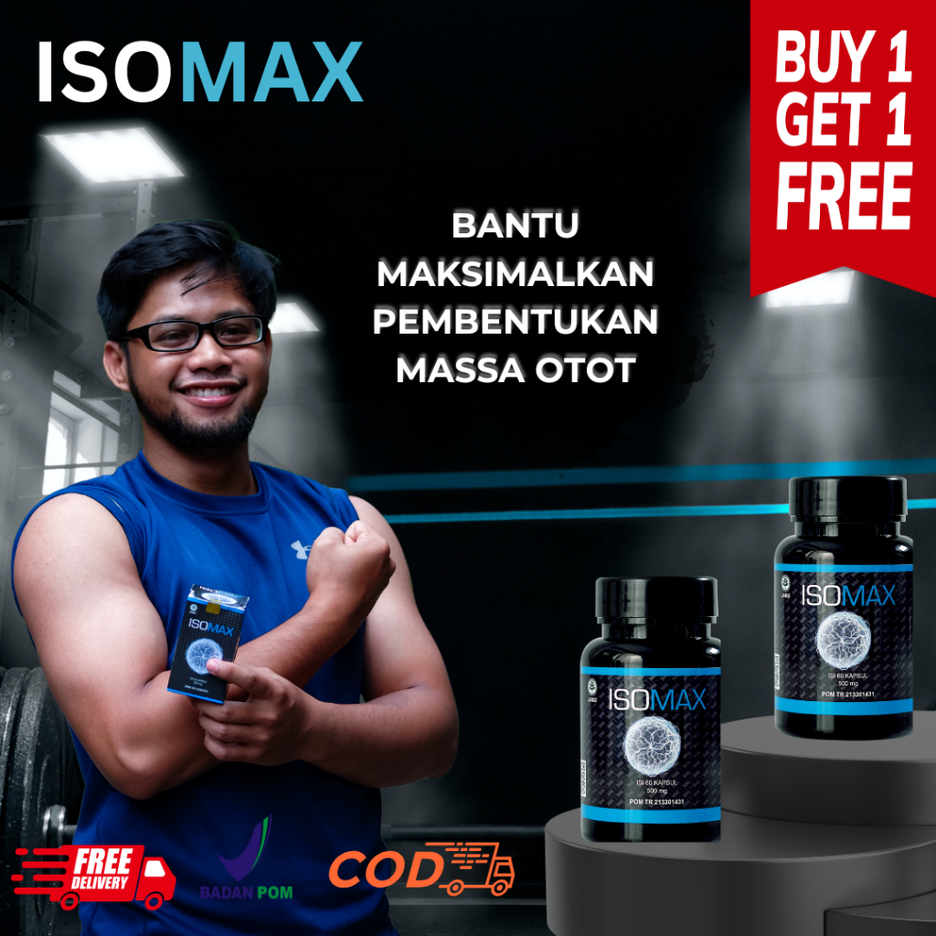 Isomax Bantu Maksimalkan Pembentukan Massa Otot 2 Pcs Isomax Penambah Massa Otot Tubuh