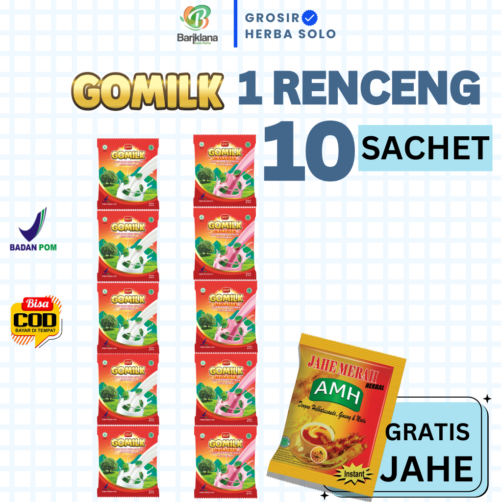 

[ 10 SASET ] [ GRATIS JAHE ] Gomilk Susu Kambing Etawa Plus Herbal Penambah Nafsu Makan Anak @25 gr