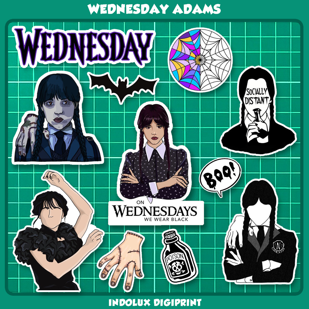 

Sticker Wednesday Adam Series Gothic Stiker Jurnal Scrapbook Decor Waterproof Anti Air