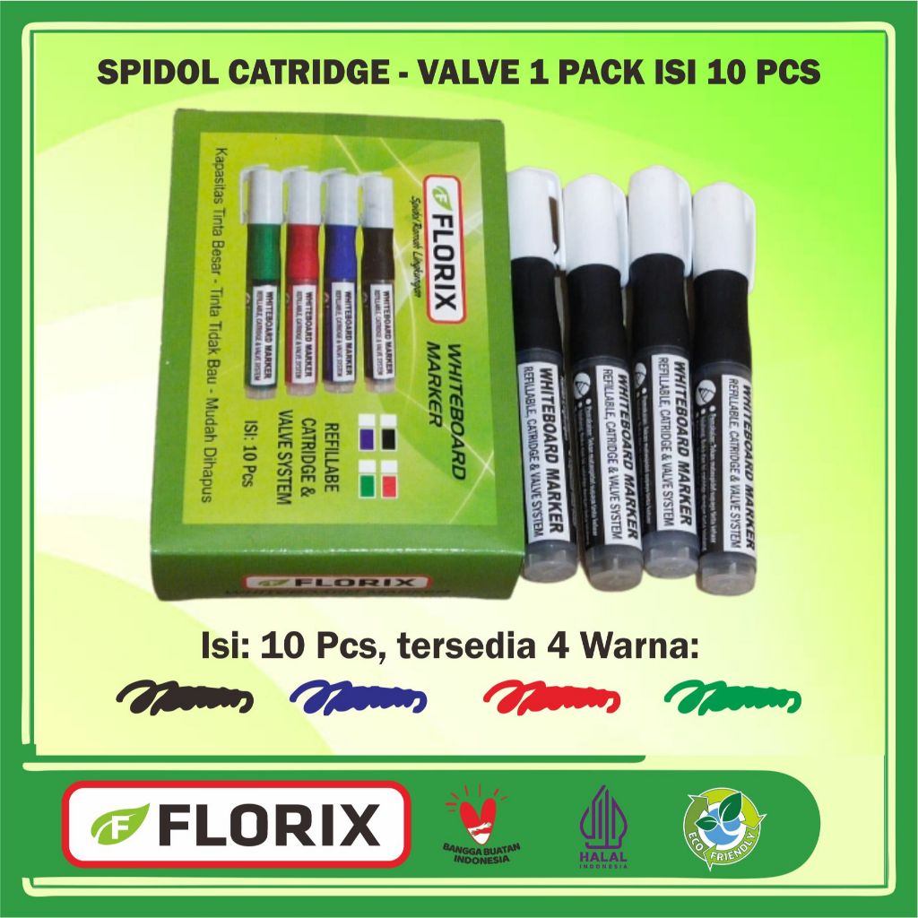 

Spidol Whiteboard Marker Florix Catridge System 1 pack isi 10 pcs