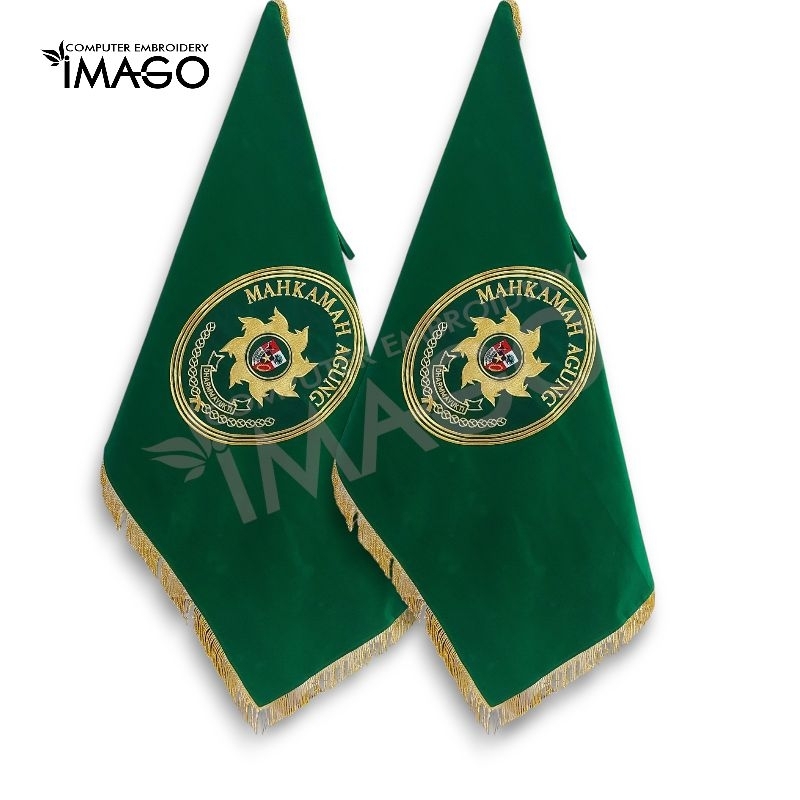 Bendera Pataka Mahkamah Agung 90 x 135cm Bordir - Kain Beludru