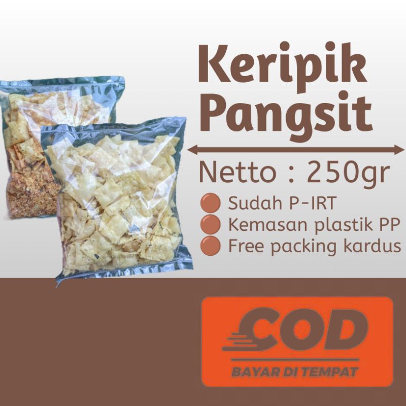 

Keripik Pangsit Asin/Pedas Daun Jeruk Kemasan Ekonomis 250gr.