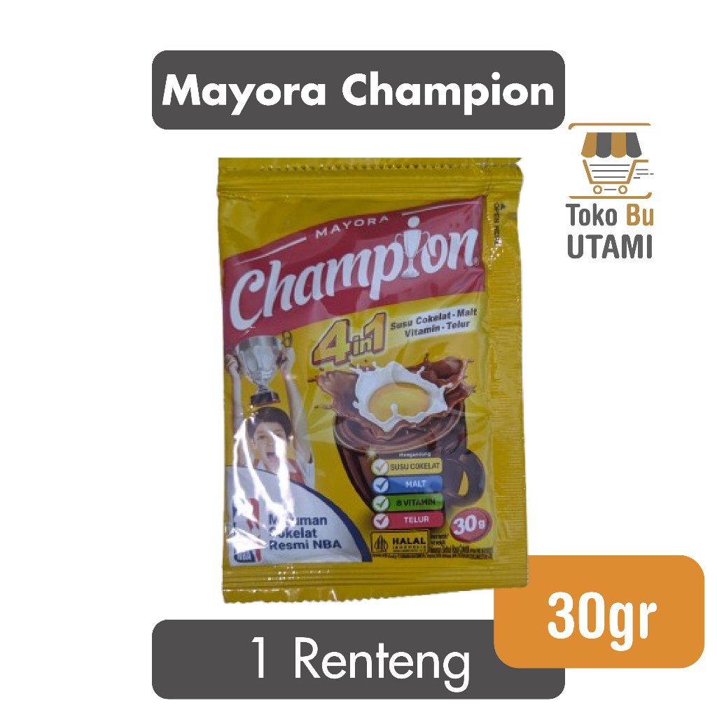 

Mayora Champion Cokelat Malt 30gr 1 Renteng