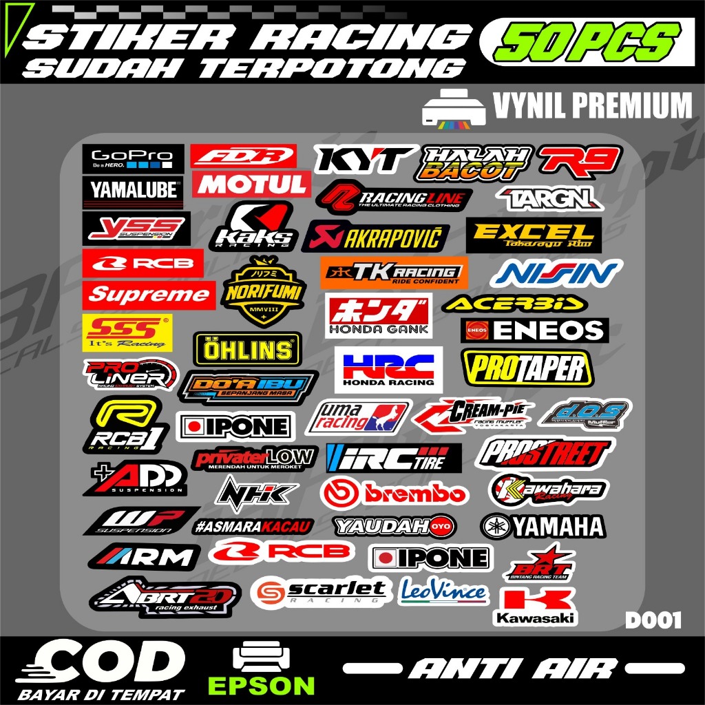 

stiker pack sudah terpotong stiker racing bengkel balap motor