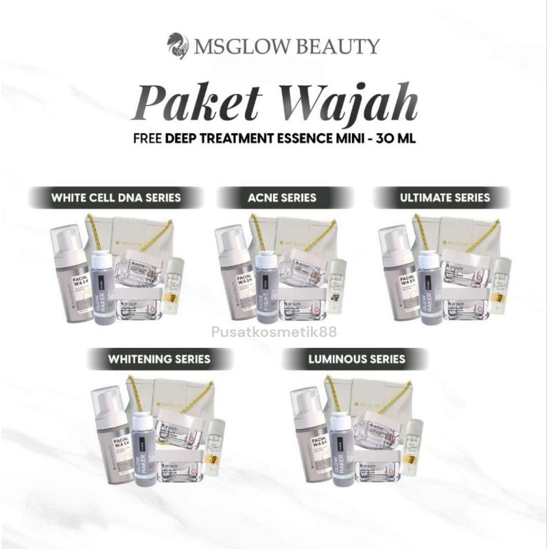 MS GLOW ORIGINAL / MS GLOW PAKET WAJAH FREE DEEP TREATMENT ESSENCE (white cell dna, whitening, ultim
