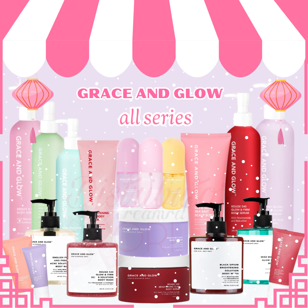 BPOM Grace & Glow Black Opium Brightening - English Pear & Freesia Anti Acne Body Wash / Body Lotion