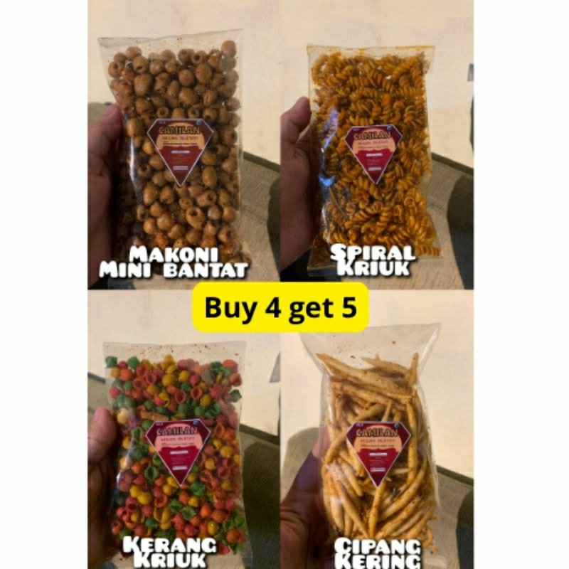 

Cemilan kriuk Pedas Ekstra Daun Jeruk BUY 4 GET 5