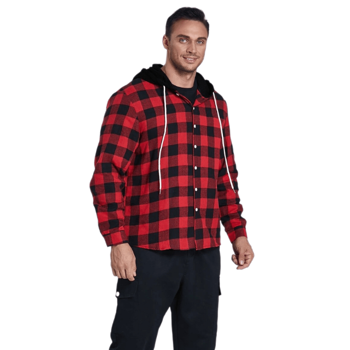 Blurry Studios - Kemeja Hoodie Pria Flanel Big Size Lengan Panjang