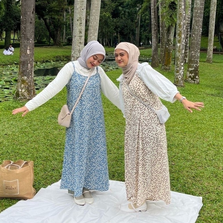 OVERALL DRESS MOTIF  OVERALL DRESS MOTIF FLORAL OVERSIZE KOREAN STYLE  ATASAN WANITA OVERAL DRESS MO