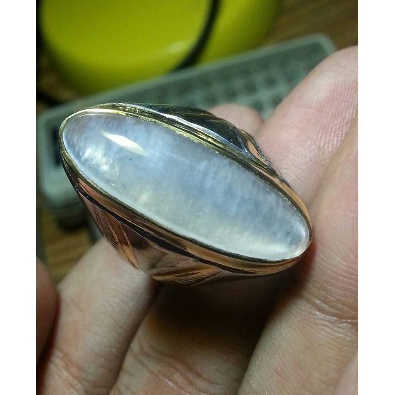 Cincin Mata Batu Natural Pandan Sutra Premium Ring Perak 925 Tebal Pesanan (Kolektor Item)