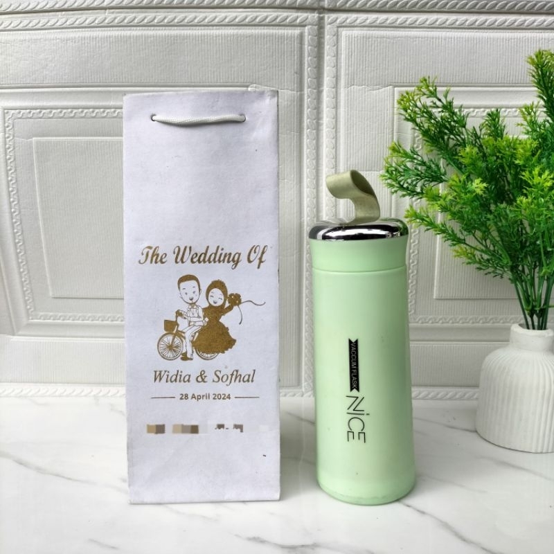 

Paperbag Botol minum Putih Sablon Custom // Uk 10x10x25