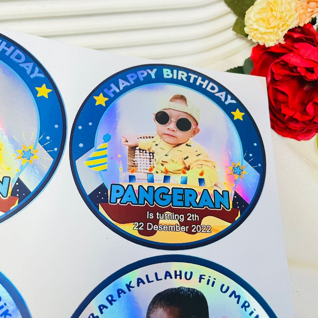 

Threemind Sticker Bulat Hologram Ulang Tahun Stiker Label Undangan Happy Birthday Kecil Free Desain