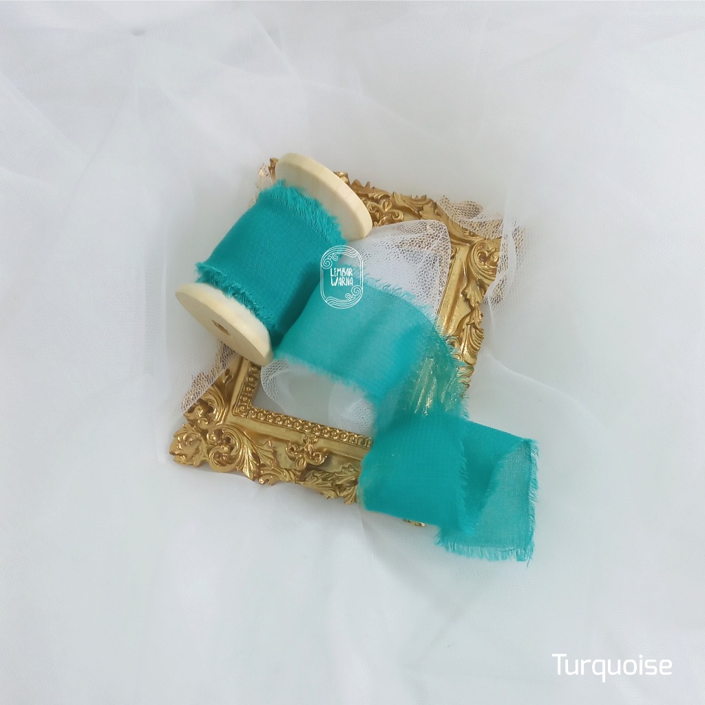 

Turquoise - Silk Ribbon / pita undangan wedding calligraphy hampers buket keepsake