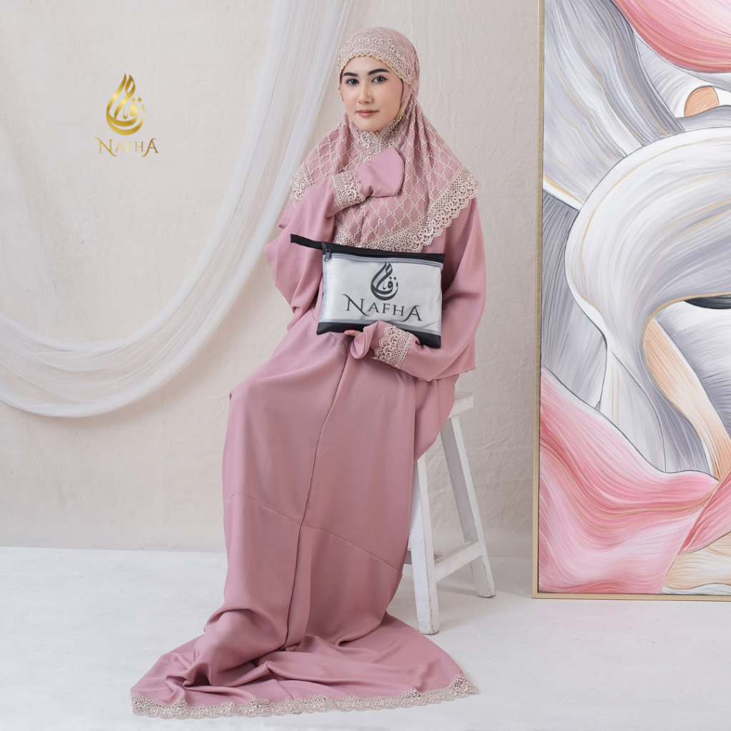 NAFHA - Mukena Terusan Dewasa Katun Sakila Twill  Tanpa Karet Dahi