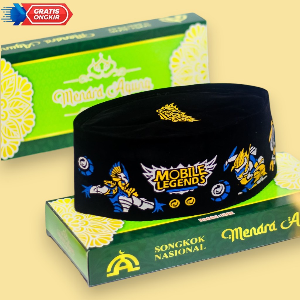 Songkok Anak Laki Laki Mobil Legend Peci Hitam Karakter Anak Tinggi 9