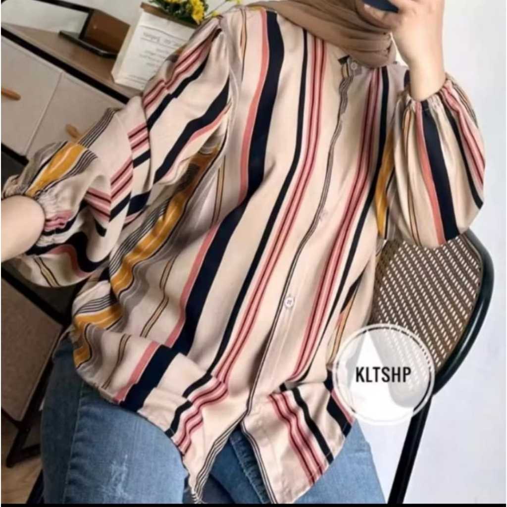 KEMEJA WANITA RAYON MOTIF SALUR / DAILY TOP RAYON / ATASAN WANITA LD 110 TERMURAH
