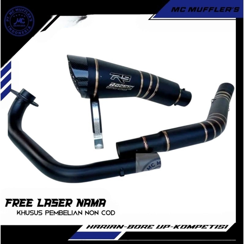 knalpot racing r9 h2 mx king satria fu sonic jupiter mx