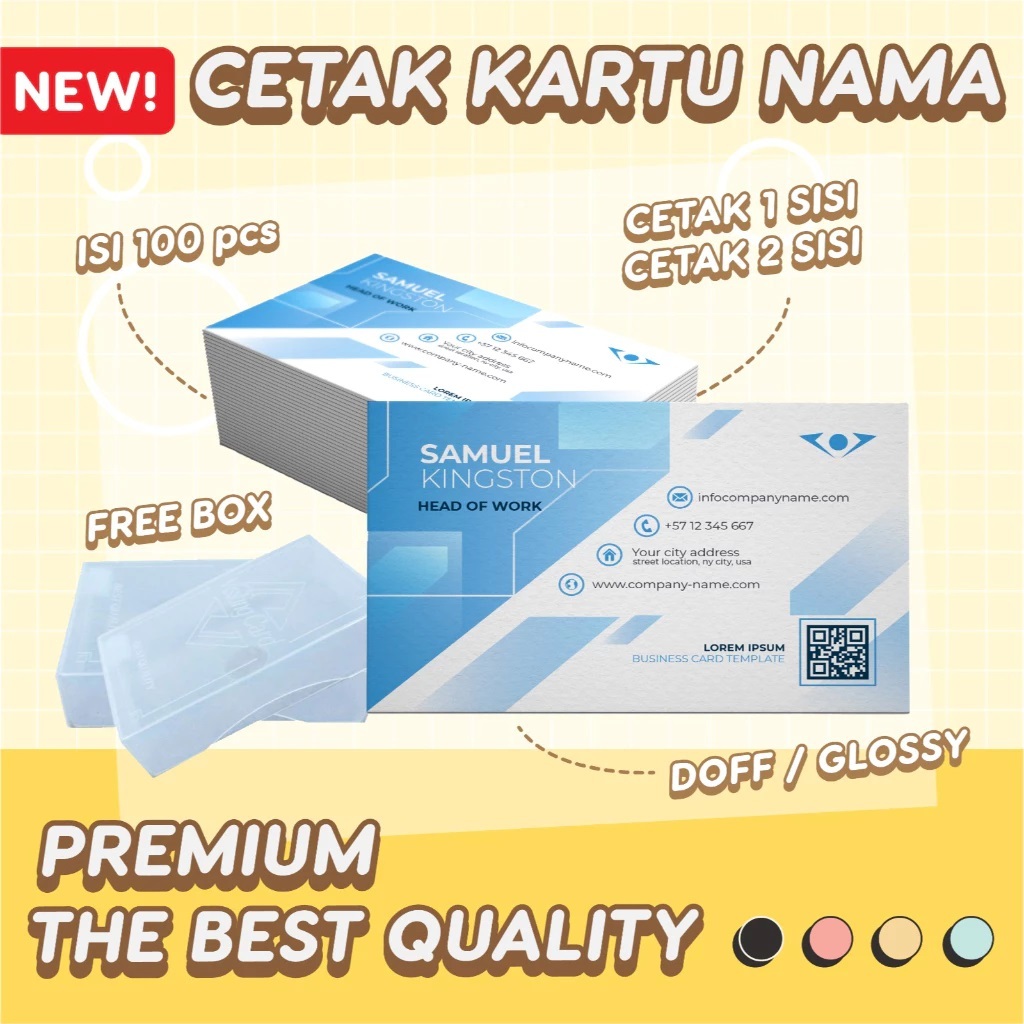 

Cetak Kartu Nama Custom 1 Sisi Print Name Card 2 Sisi