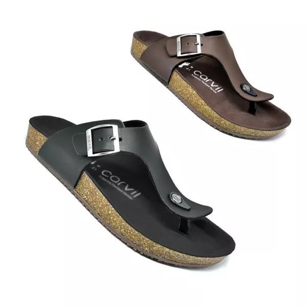 Ekaofficial Sandal Carvil Jepit Casual Pria Sandal Jepit Pria / Sandal Asli Kulit /Sandal Kulit Asli