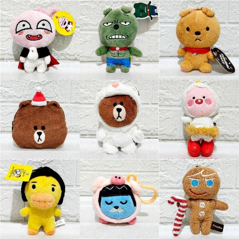Brown, Apeach Kakao Line Friends Cookie Run Plush Doll Keychain Gantungan Kunci Ganci Boneka